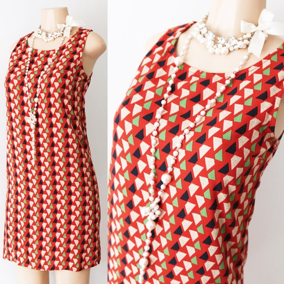 LARA Dresses & Skirts - Rust Orange 70s Geometric Print Retro Sheath Dress